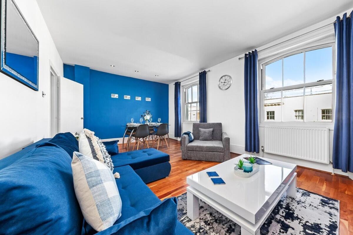 Balcony Blue Theme 1 Bedroom Central London Luxury Flat Near Hyde Park! Accommodates Up To 6! Double Sofa Bed And Next To Station! エクステリア 写真