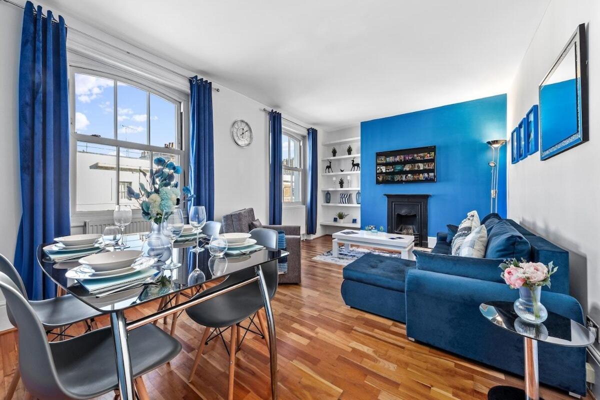Balcony Blue Theme 1 Bedroom Central London Luxury Flat Near Hyde Park! Accommodates Up To 6! Double Sofa Bed And Next To Station! エクステリア 写真