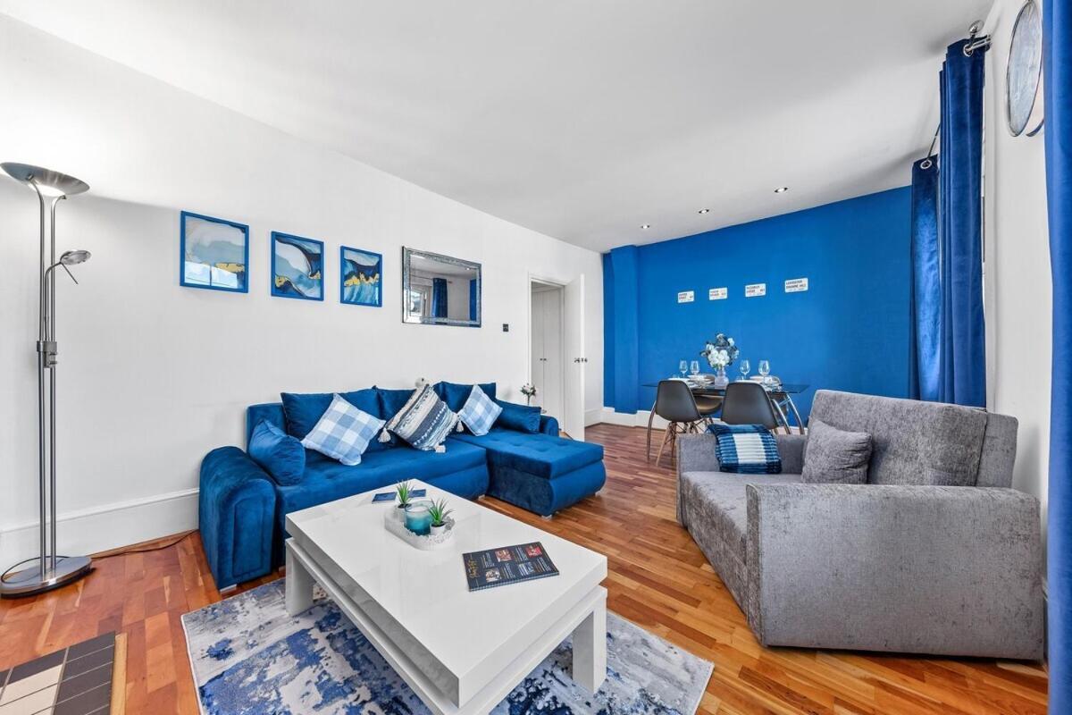 Balcony Blue Theme 1 Bedroom Central London Luxury Flat Near Hyde Park! Accommodates Up To 6! Double Sofa Bed And Next To Station! エクステリア 写真